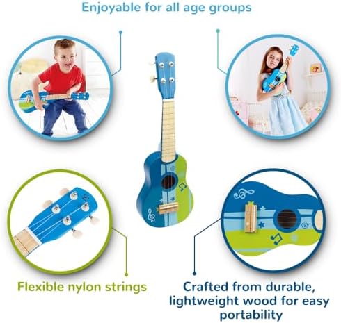 Hape Kid’s Wooden Toy Ukulele | 21 Inch Wooden Ukulele Musical Instrument with Vibrant Sound and Tunable Nylon Strings for Children, Blue - Image 5
