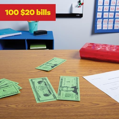 Learning Advantage Twenty Dollar Play Bills, Set of 100 Paper Bills - Image 2