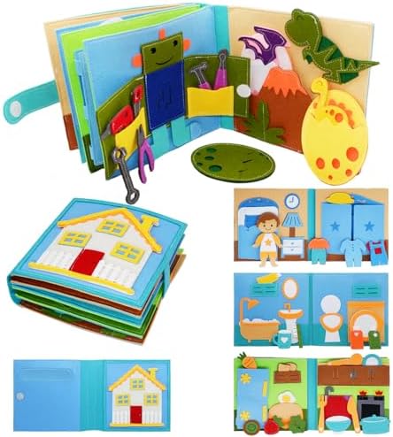 BizyKoady Montessori Busy Book for Toddlers 2-4, Pretend Play Quiet Book by BizyKoady