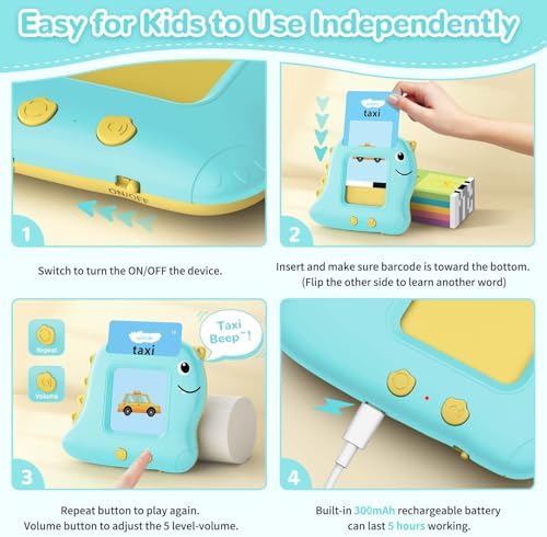 Alotwan Talking Flash Cards, English Learning Toys for Ages 2-4 (Blue) - Image 5
