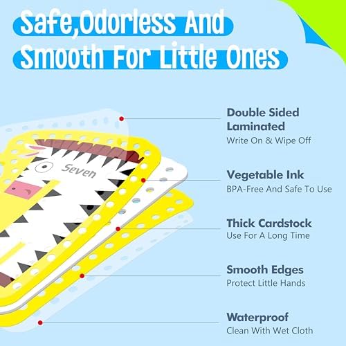 SpriteGru 10 Pieces Number Lacing Cards, 0-9 Double Sided Sewing Cards with 10 Colorful Laces, Imagination Development Lacing Toys Games for Children Educational and Learning Activity - Image 3