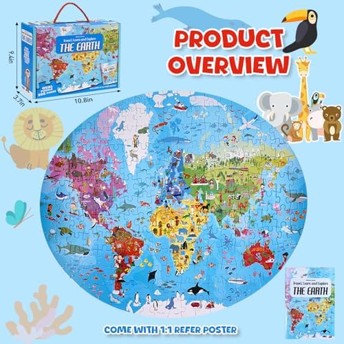World Map Puzzle for Kids & Adults 205 Pcs World Map Jigsaw Puzzle - Image 2