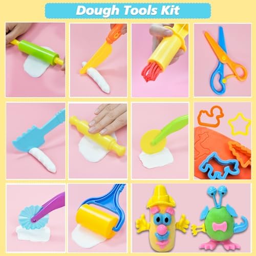 LCY WEDSHI Dough Tool Set, 47 Pcs Dough Tools Sets for Kids Ages 4-8, Dough Accessories Includes Animal Molds, Cutters Roller, Rolling Pins, Safety Scissors, Plastic Knife - Image 4
