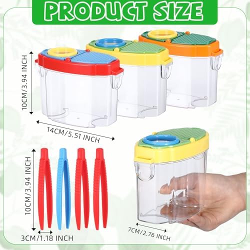 Halloscume 3 Pcs Bug Catchers for Kids Collection Viewer for Kids Critter Insect Cage Bug Tweezer Magnifying Insect Box Magnifier Container Butterfly Catcher Cage, Science Nature Exploration Tools - Image 2