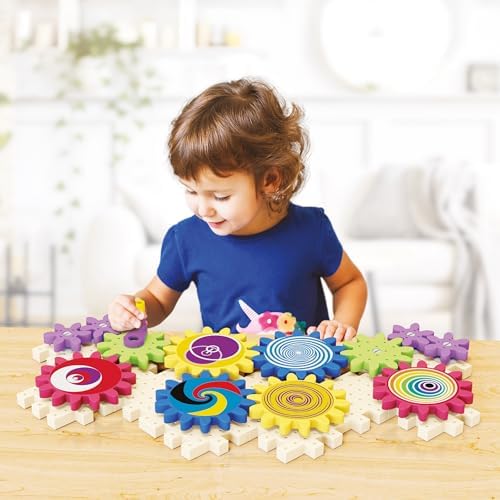 Quercetti: PlayEco+ Kaleido Gears - 38pc Interactive Building Playset, Colorful Gear Plates, Chain Reactions Construction Toy, STEM Activity, Kids 3+ - Image 2