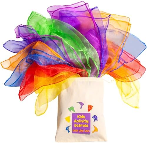 14 Pack Scarves for Kids Play - Dance & Juggling Scarves, 24 Inch by Covelico