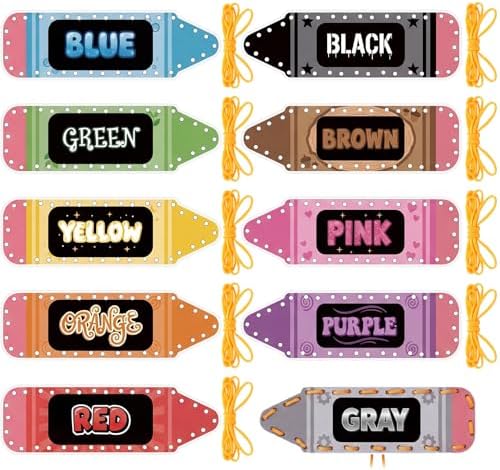 Funrous 10 Pieces Recognition Lacing Cards for Over Age of 6 Kids, Color by Funrous