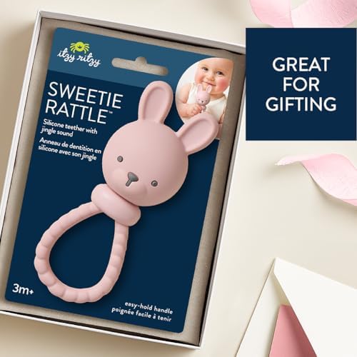 Itzy Ritzy Silicone Rattle Toy, Teething Toy with Soft Jingle Sound (Bunny) - Image 6