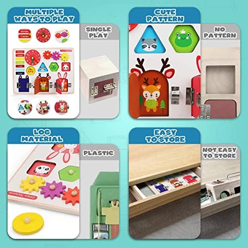 TOY Life Wooden Busy Board Montessori Toys for Toddlers Activity Board Sensory Toys for Toddlers 1-3 Busy Boards for 1 Year Old Travel Toy Educational Activities Motor Skills Toys - Image 3