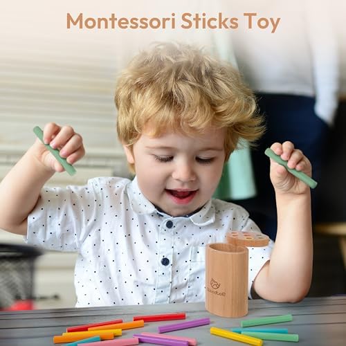 Montessori Sorting Sticks Toy, Wooden Sensory Toy for Toddlers Ages 1-3 - Image 2