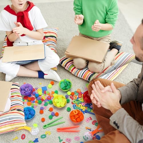 Blosssound 550 Pcs Fine Motor Toys for Kids Tweezers Pom Poms Counting - Image 6
