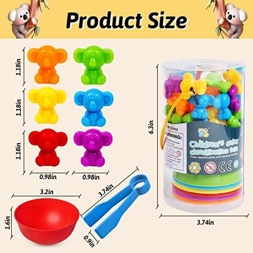 Counting Koalas Toys Matching Games with Sorting Bowls Sorting Toy for Toddlers Preschool Learning Activities for Math Color Sensory Montessori Fine Motor Skills Toys for 3 4 5 Years Old Boys Girls - Image 2