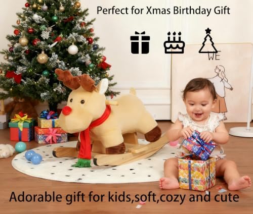 Kids Rocking Horse Ride-On Animal Rocker Toy for Child 1-3 Years Apricot - Image 6