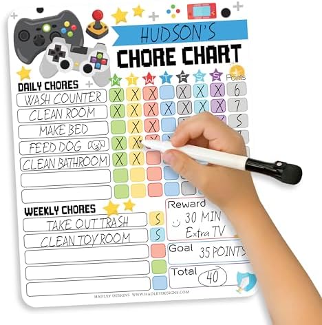 Magnetic Chore Chart for Kids Dry Erase Reward Chart for Home and Classroom by HadleyDesigns