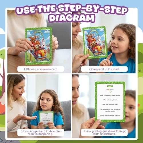 Conversation Cards, Look, Think, Talk. Kids Games for Speech Therapy Materials, Social Emotional Learning Activities, and Critical Thinking Skills Like Social Skills and Emotional Intelligence. - Image 3