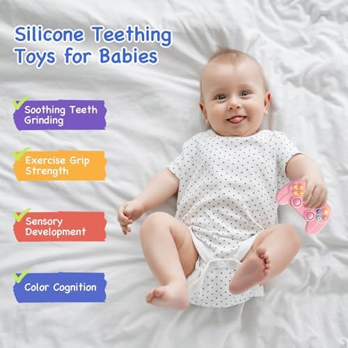 Hooku Silicone Teething Toys for Babies 0-6 Months, Teethers for Babies 6-12 Months, Remote Teether for Baby, Sensory Toys for Babies, Baby Chew Toys - Image 4