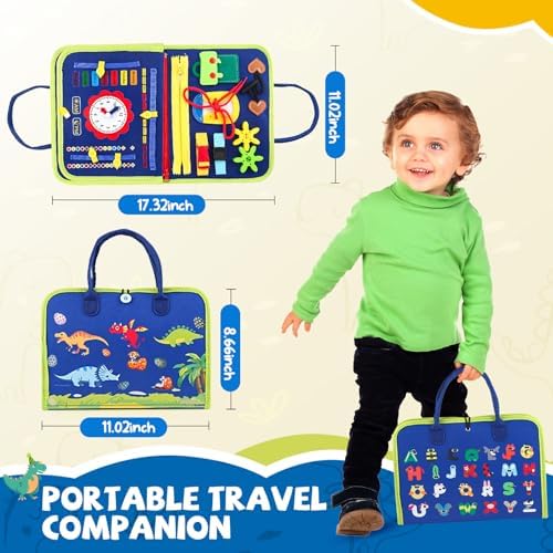 Toddler Busy Board, Montessori Sensory Toys for Boys, 3-8 Year Old Girl Toddler Travel Toys, Educational Learning Activities Board for Motor Skills, Birthday Gifts for Airplane Car, Pink - Image 2