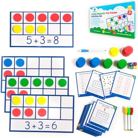 130 PCS Jumbo Magnetic Ten Frame Set - Ten Frames Class Set - Math Counters by SimplyMagic