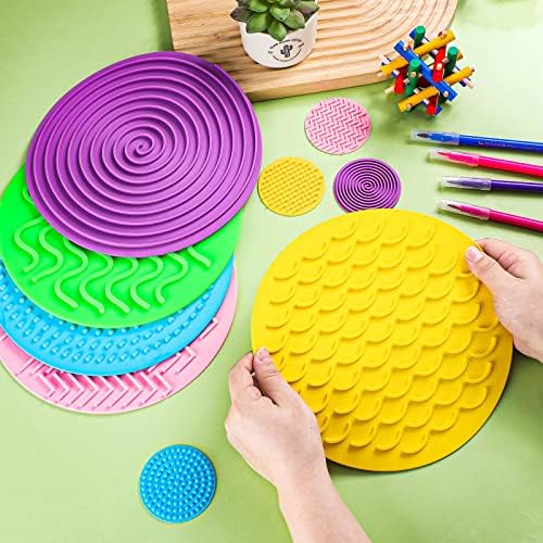 Lenwen 10 Pcs Sensory Mat Discs Sensory Stepping Circles Pads Textured Tactile Toys Stimulation for Calming Play and Early Learning Kids Matching Game Disorder Children ADHD(Candy Color) - Image 6
