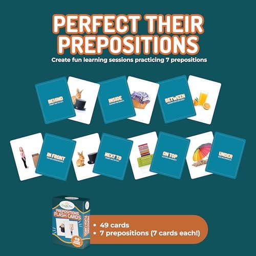 CreateFun 49 Preposition Flash Cards for Kids, School, Adults, ESL & Autism - Image 4