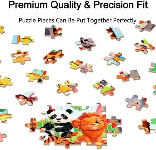 LELEMON Puzzles for Kids Ages 4-6,Zoo 60 Piece Puzzles for Kids Ages 6-8 in a Metal Box,Children Jigsaw Puzzles Kids Puzzles,Educational Learning Puzzle Toys for Girls and Boys - Image 5