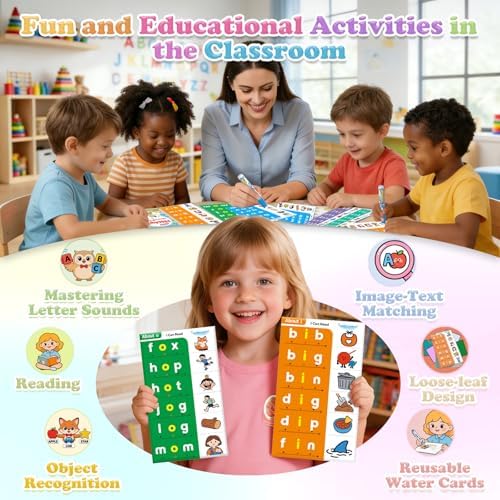 CVC Words Water Painting Phonics Flash Cards - JoiLab Draw-and-read Reusable Montessori Learning Toys - Sight Word Educational Activities Water Coloring Book for Toddlers Kindergarten for Kid Ages 3-6 - Image 4