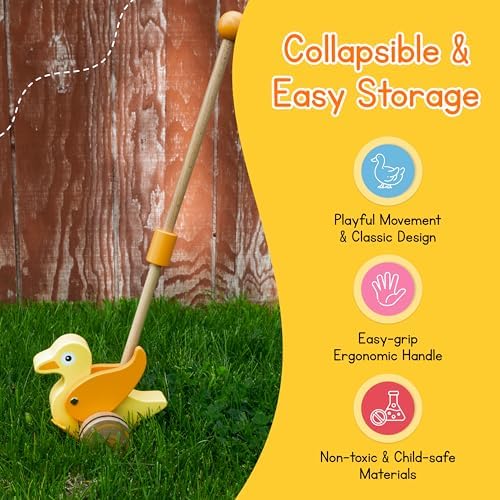 Jack Rabbit Creations Wooden Duck Push Toy - Classic Walker - Ages 1+ - Image 3
