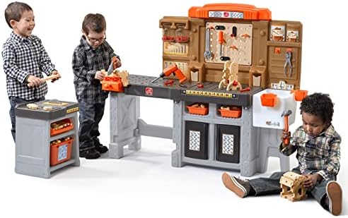 Step2 Pro Play Kids Workshop with Utility Bench, Indoor/Outdoor Tool Bench for Children, Interactive Play with Sounds, Made of Durable Plastic, Includes 76 Piece Toy Accessories, Toddlers 3+ Years Old by Unknown