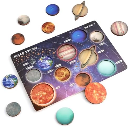 Solar System Planet Outer Space Toddler Wooden Puzzle Toys for Kids 3-5 by BLAZPATH