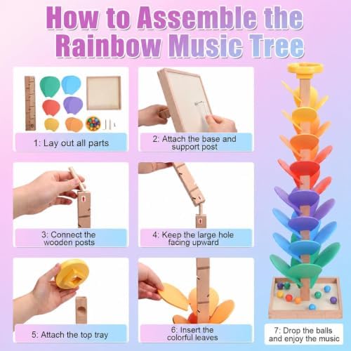 Wooden Marble Run Music Tree, Marble Run Montessori Toy for Kids Ages 3+ - Image 4