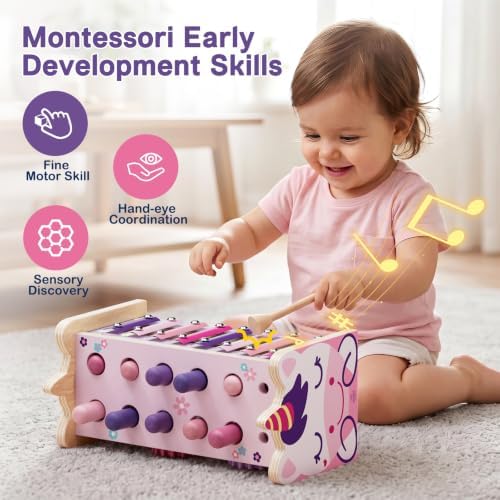 Wooden Montessori Toys for 1 Year Old, 1st Birthday Gift for Girls 1-3 - Image 6