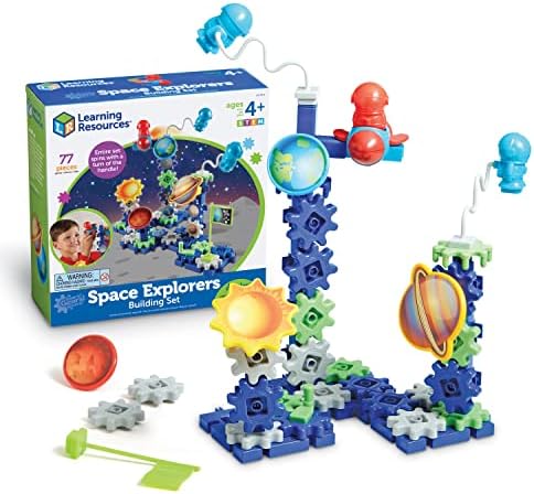 Learning Resources Gears! Gears! Gears! Space Explorers Building Set - 77 Pieces, Ages 4+, STEM Activities, Fine Motor Skills, Toddler Explorer Kit, Science and Construction, Boys and Girls Gifts by LearningResources
