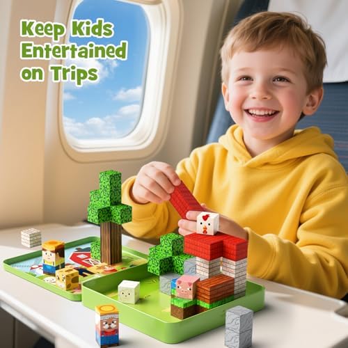 Mini Magnetic Blocks for Travel Toys: 49 Pcs Farm Animals Iron Storage Box - Image 2