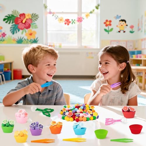 EZdhuawuse Summer Sensory Bin Fillers, 304Pcs Hawaii Flower Fine Motor Toys - Image 3