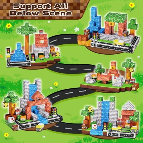 Magneverse 150 PCS Magnetic Blocks - Forest Village Building Block for Kids Ages 4-8, Magnetic Cubes for Boys Girls, STEM Educational Stacking Magnet Toy for 3 4 5 6 7 8 9 10 11 12 Birthday Gifts - Image 3
