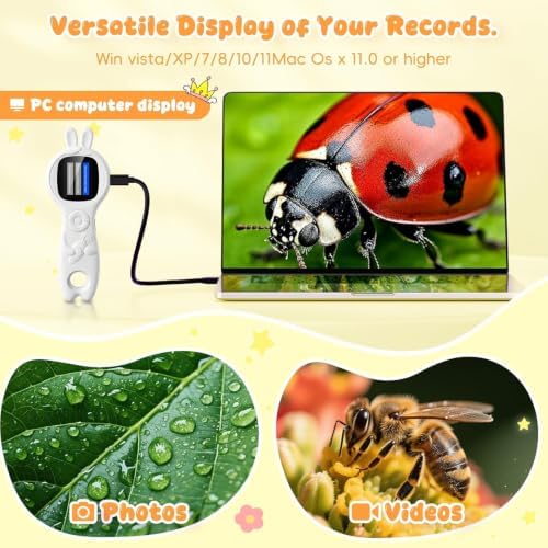 Children's Handheld Electronic Magnifying Glass, White Rabbit-Shaped Science Educational Microscope Kit, STEM Educational Toy for Kids Ages 5–10 Birthday Gift for Boys & Girls - Image 3