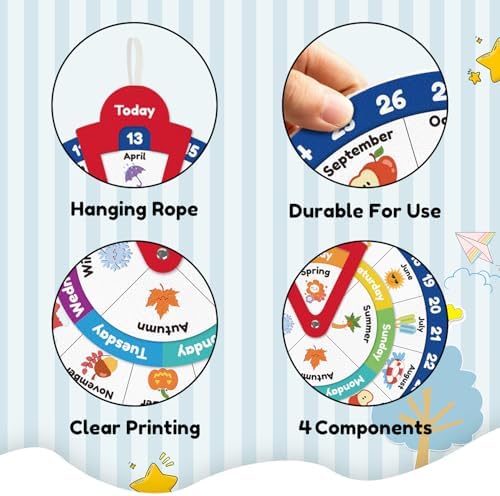 Wheel of the Year,Season Calendar Wheel,Montessori Felt Circular Calendar Wheel of the Year,Seasons Wheel Calendar Montessori Homeschool Wheel fo the Year Calendar for Kids Preschool - Image 3