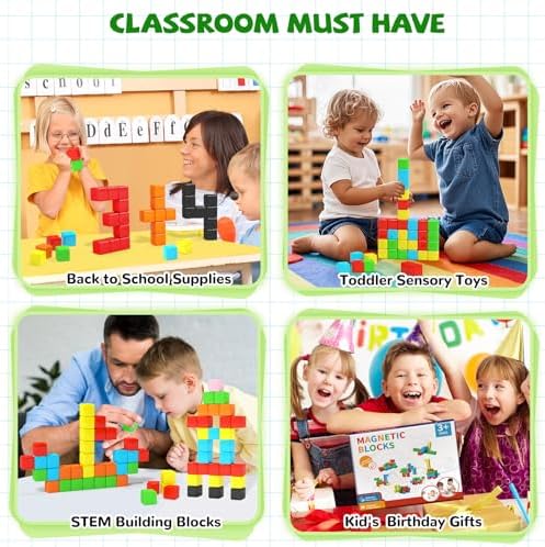 Hiwawind 40pcs Magnetic Blocks -Ideal Gifts for 3 4 5 6 Year Old,STEM Learning Toys for 3-5 Year Old Boys & Girls, Safe & Strong Building Blocks with ASMR Sounds,Classroom Must Haves - Image 6