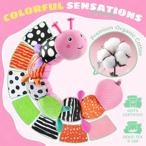 AWOTOY Baby Toys 6-12 Months Music Caterpillar Stuffed Animals Infant Toys - Image 3