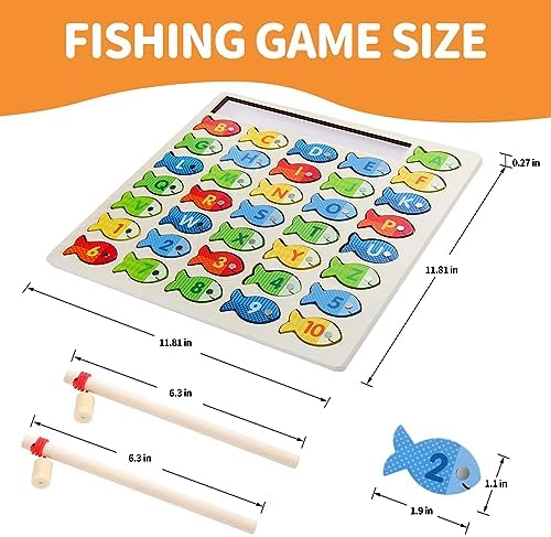 Diaodey Wooden Magnetic Fishing Game for Toddlers with Letters and Numbers - Image 2
