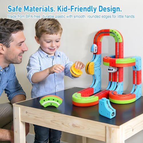 Magnetic Train Set for Kids, 3D Electric Train Set, Modular DIY Building Track Toy with Vertical Climb & Upside Down Action, STEM Educational Toy Gift for Boys Girls Ages 3+ - Image 6