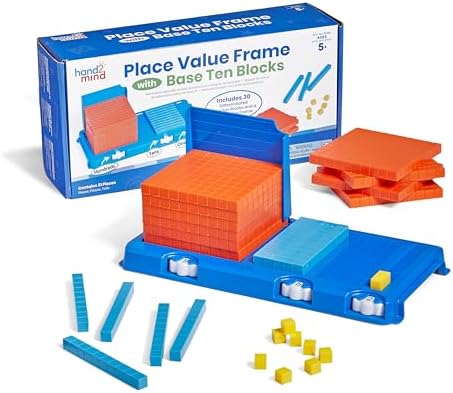 hand2mind Place Value Frame with Base Ten Blocks, Ages 5+ by hand2mind