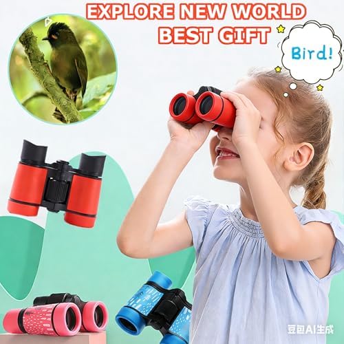 Kids Binoculars Best Gifts for 3-12 Years Boys Girls High-Resolution Optics Shockproof Mini Compact Binocuolar Toys Folding Small Telescope for Bird Watching Camping Outdoor Play - Image 2