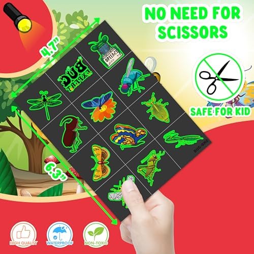 96PCS Glow in The Dark Bug Temporary Tattoos for Kids, Luminous - Image 4