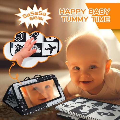 Montessori Toys for Babies 0-6 Months, 6 in 1 Learning Educational Set for Newborn, Toddlers Gifts Includes Spinning Drum, Object Permanence Box, Baby Roller Tummy Time Mirror and More - Image 3