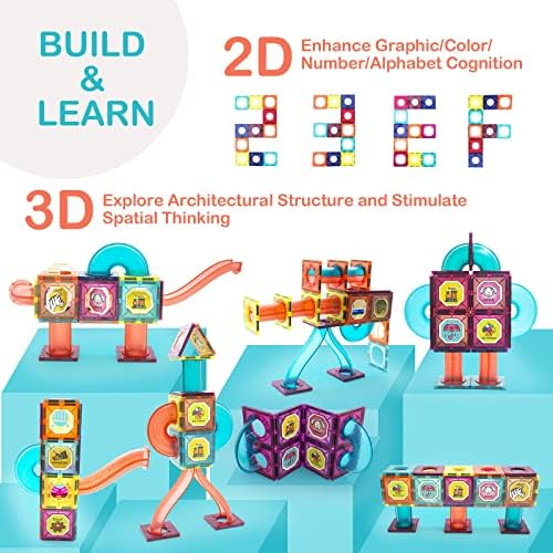 LTKFFFdp Magnetic Building Blocks STEM Educational Toys for Kids Ages 4-12, Ball Track and 3D Stacking Construction Set - Image 6