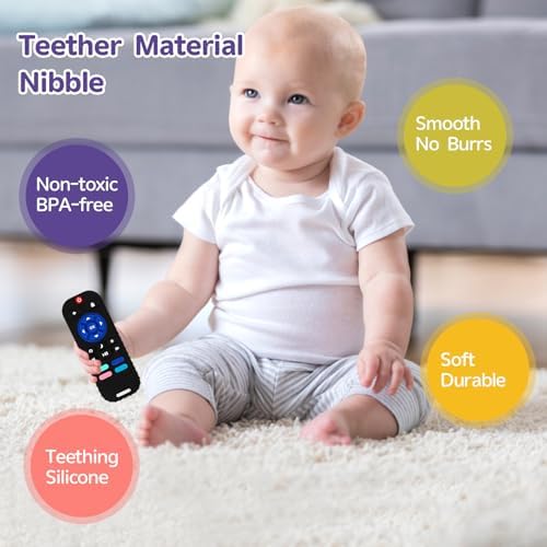 Hooku Silicone Teething Toys for Babies 0-6 Months, Teethers for Babies 6-12 Months, Remote Teether for Baby, Sensory Toys for Babies, Baby Chew Toys - Image 3