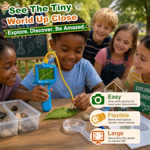 Borescope Camera Toy with Light for Kids, STEM Science Educational Toy for 3-10 Years Old Boys Girls Birthday Gift, Kids Endoscope with Light for Outdoor Adventures & Nature Discovery Blue - Image 4