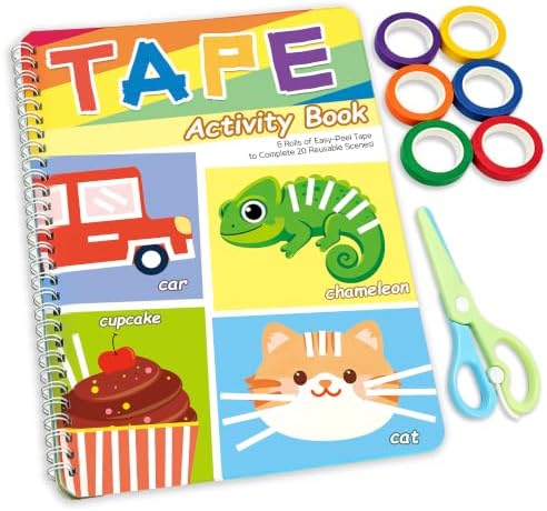 Tape Activity Books for Kids Ages 3-5, Airplane Travel Activities for Kid by Kyerivs