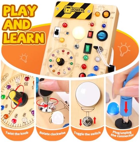 Grarain Busy Board for Toddlers - Montessori Educational Toy for 1-3 Year Old Boys & Girls | Travel-Friendly Sensory Learning Activity | Ideal for Kids with Autism(Clocks Busy Board) - Image 2